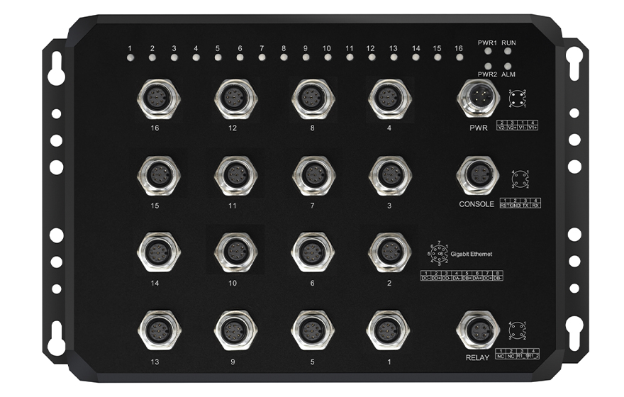 飛暢科技-<b>M12 IP68防護(hù) 管理型16路千兆電交換機(jī)</b>