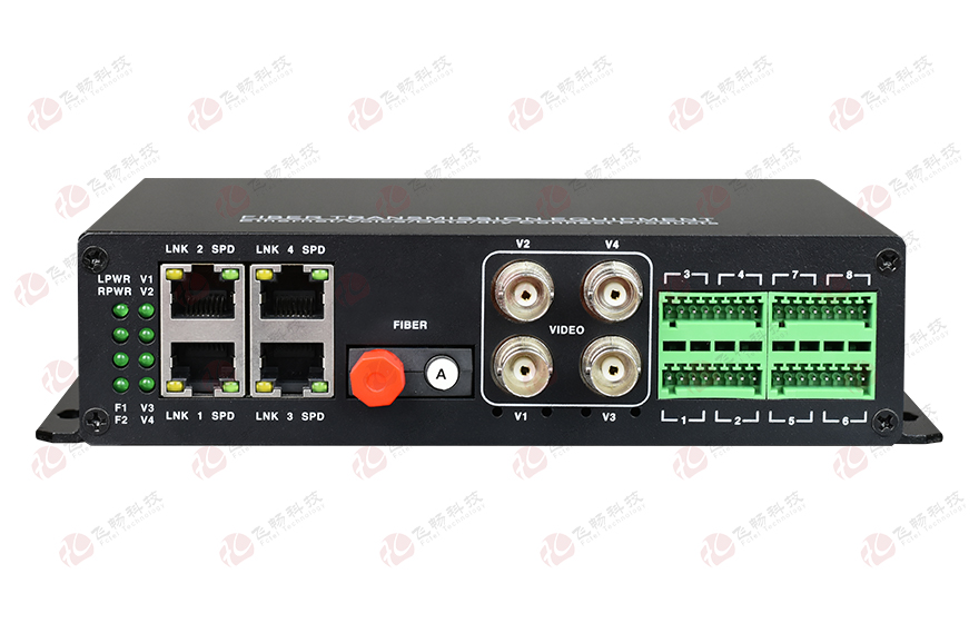 飛暢科技-4路視頻+4路千兆網(wǎng)絡+開關量+串口+電話光端機 專用光端機